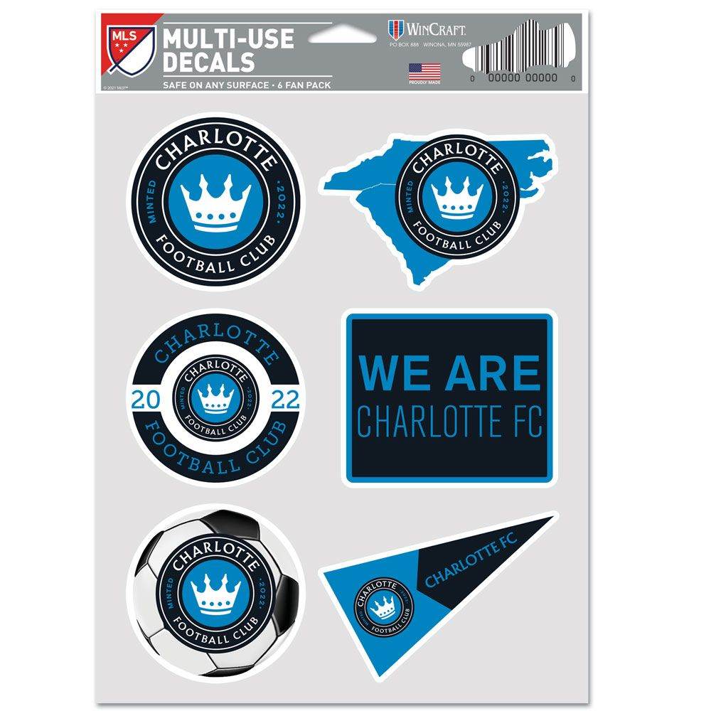 Charlotte FC Multi Use Fan Decal 6 Pack On Multiple Surfaces - ToylandEU