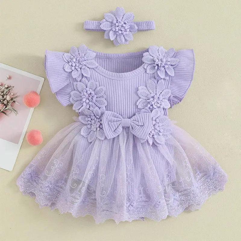  Charming Baby Girls Romper 3D Flower Mesh Toyland EU -  ToylandEU™