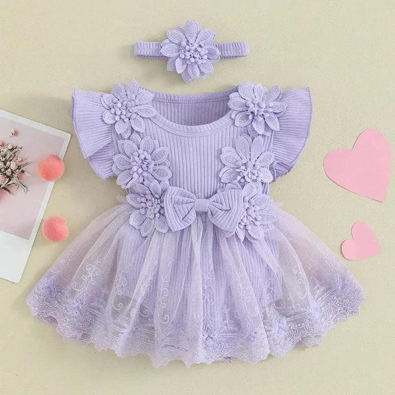  Charming Baby Girls Romper 3D Flower Mesh Toyland EU -  ToylandEU™