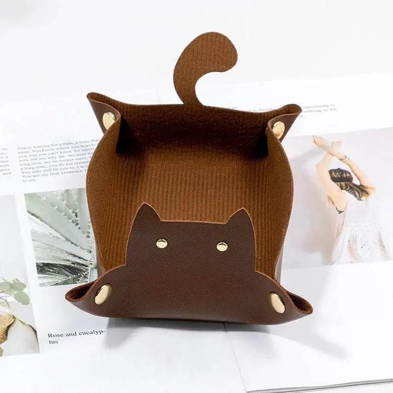  Charming Cat-Shaped PU Leather Folding Dice Tray - NoEnName_Null -  ToylandEU™
