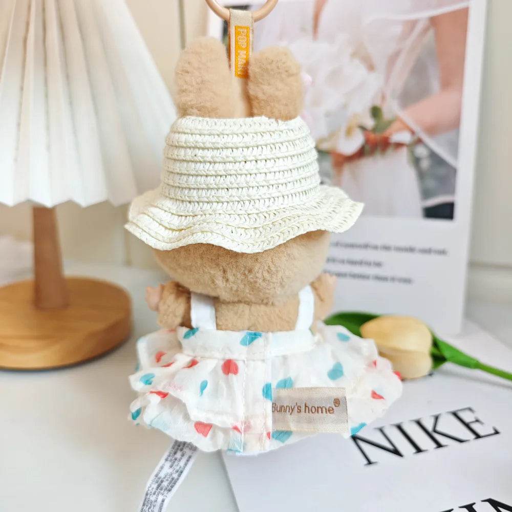 Charming Doll Clothing Set with Summer Straw Hat and Kettle Accessories for Labubu 17cm Girls Dolls - ToylandEU