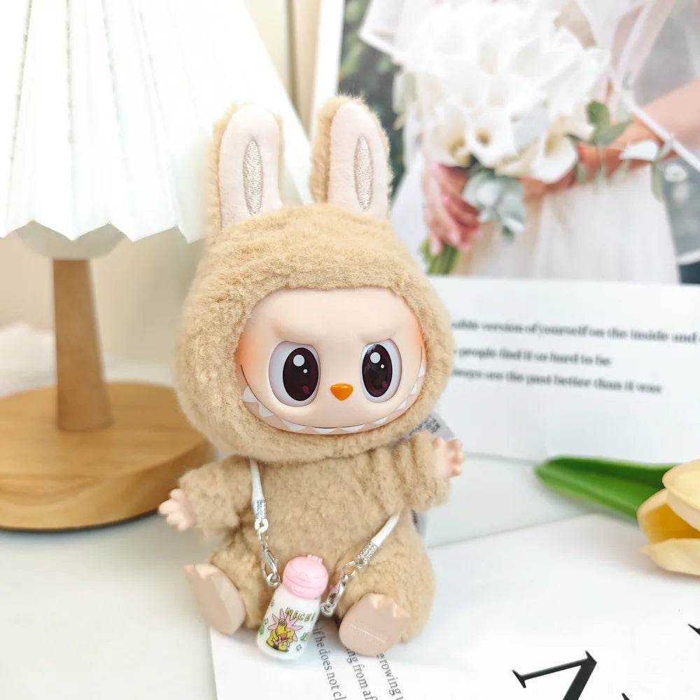 Charming Doll Clothing Set with Summer Straw Hat and Kettle Accessories for Labubu 17cm Girls Dolls - ToylandEU