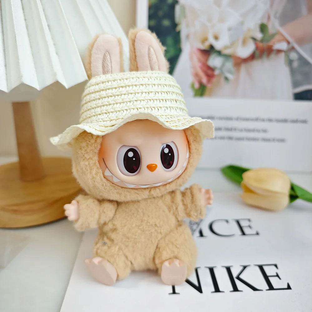 Charming Doll Clothing Set with Summer Straw Hat and Kettle Accessories for Labubu 17cm Girls Dolls - ToylandEU