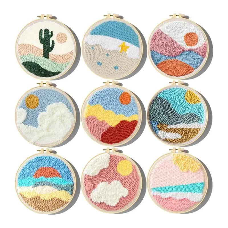  Charming Landscape Punch Needle Kit - Easy Embroidery with Soft Yarn for Home Decor -  ToylandEU™