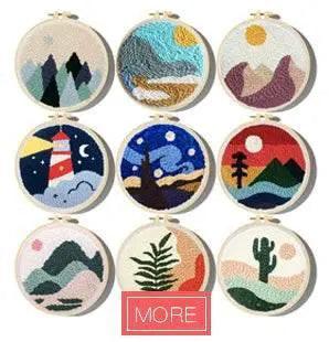  Charming Landscape Punch Needle Kit - Easy Embroidery with Soft Yarn for Home Decor -  ToylandEU™