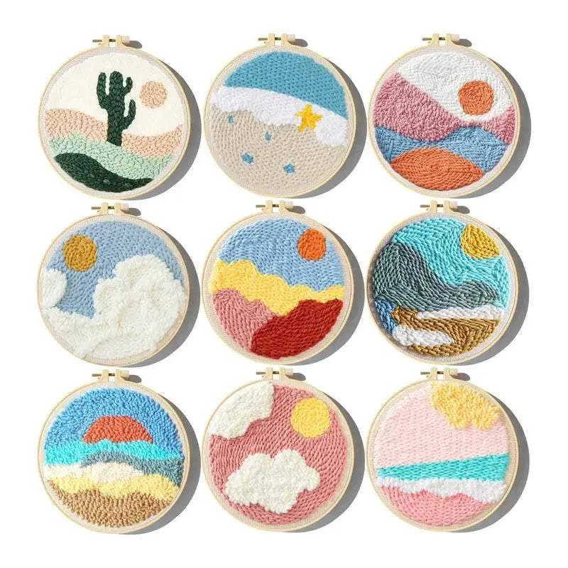  Charming Landscape Punch Needle Kit - Easy Embroidery with Soft Yarn for Home Decor -  ToylandEU™