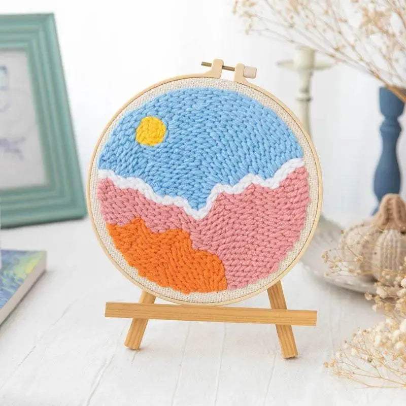  Charming Landscape Punch Needle Kit - Easy Embroidery with Soft Yarn for Home Decor -  ToylandEU™
