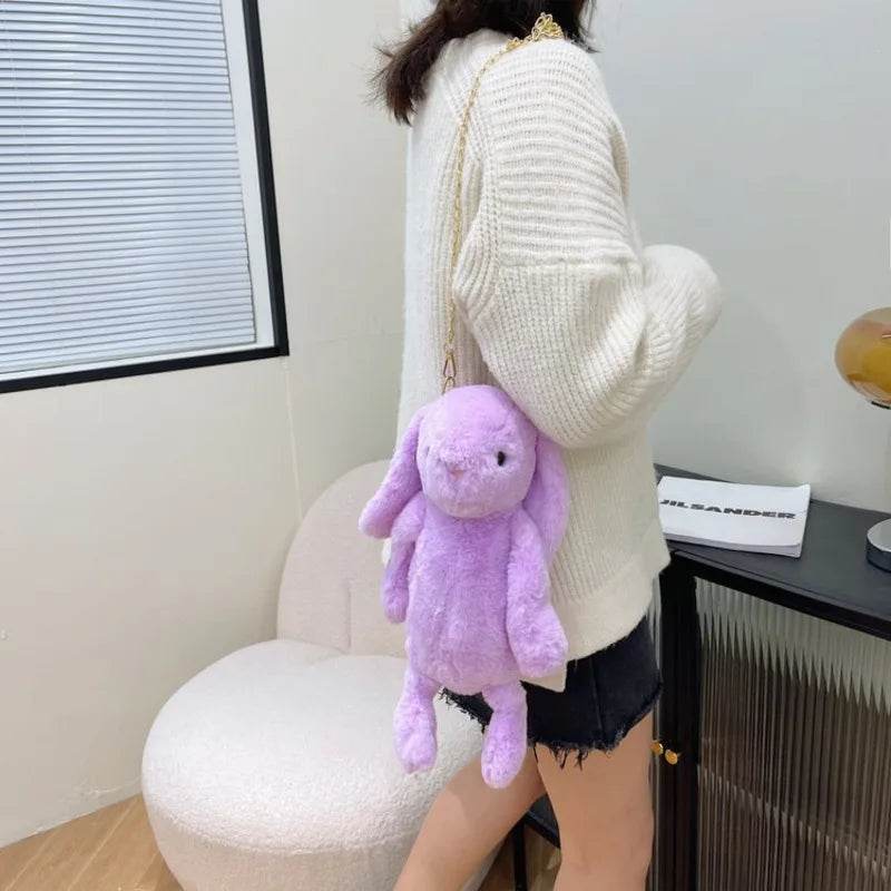 Charming Long Ear Bunny Plush Bag - Luxurious Imitation Fur Delight - ToylandEU