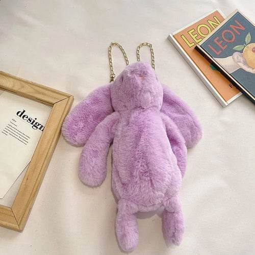 Charming Long Ear Bunny Plush Bag - Luxurious Imitation Fur Delight - ToylandEU