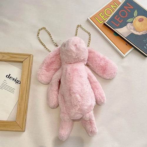 Charming Long Ear Bunny Plush Bag - Luxurious Imitation Fur Delight - ToylandEU