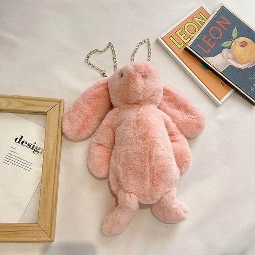 Charming Long Ear Bunny Plush Bag - Luxurious Imitation Fur Delight - ToylandEU