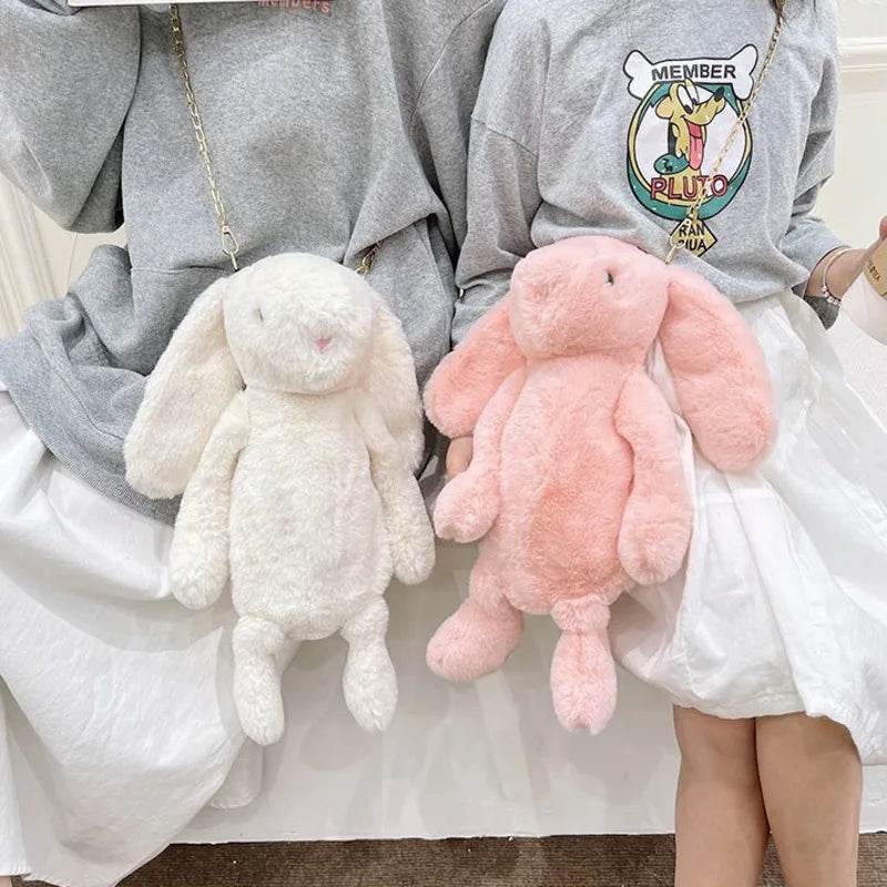 Charming Long Ear Bunny Plush Bag - Luxurious Imitation Fur Delight - ToylandEU