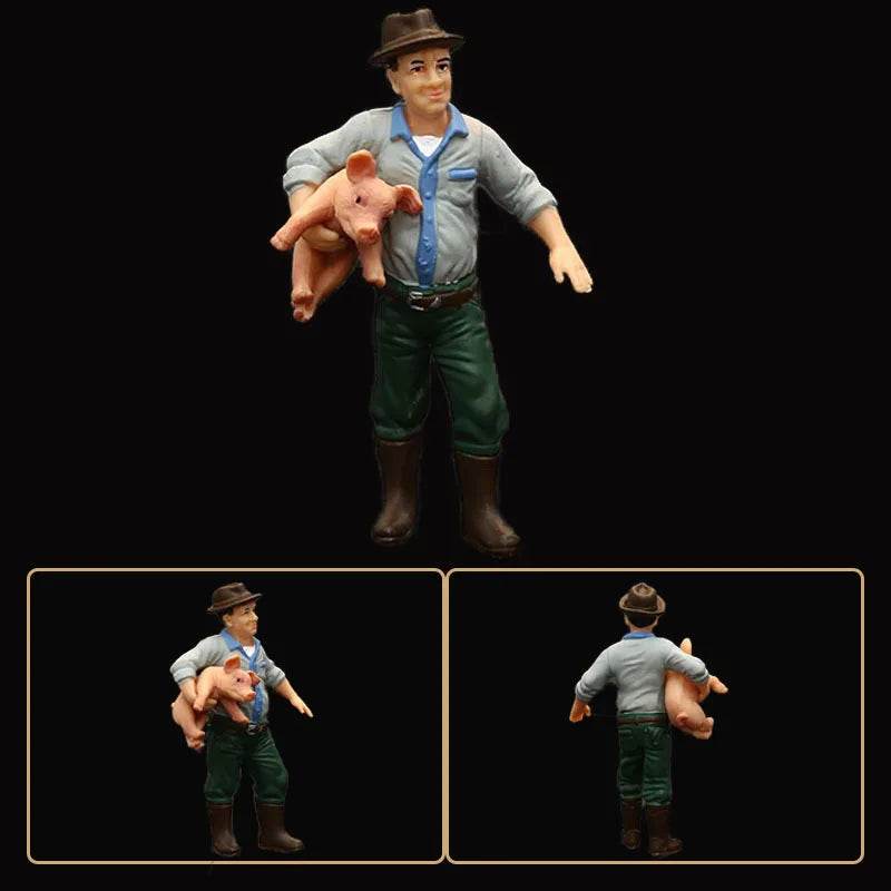 Charming PVC Pig Worker Doll for Miniature Farms and Gardens - ToylandEU