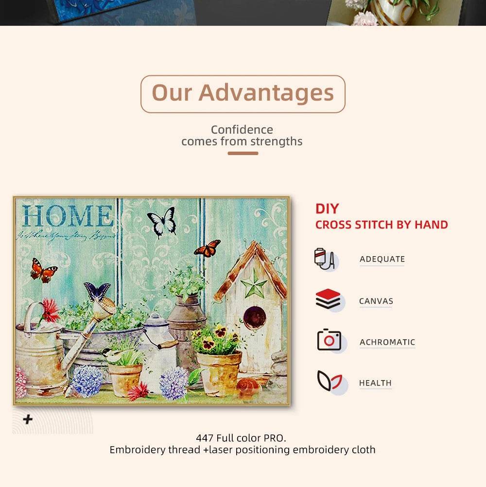 Charming Portrait of a Girl with Chrysanthemums - DIY Cross Stitch Embroidery Set for Adults - ToylandEU