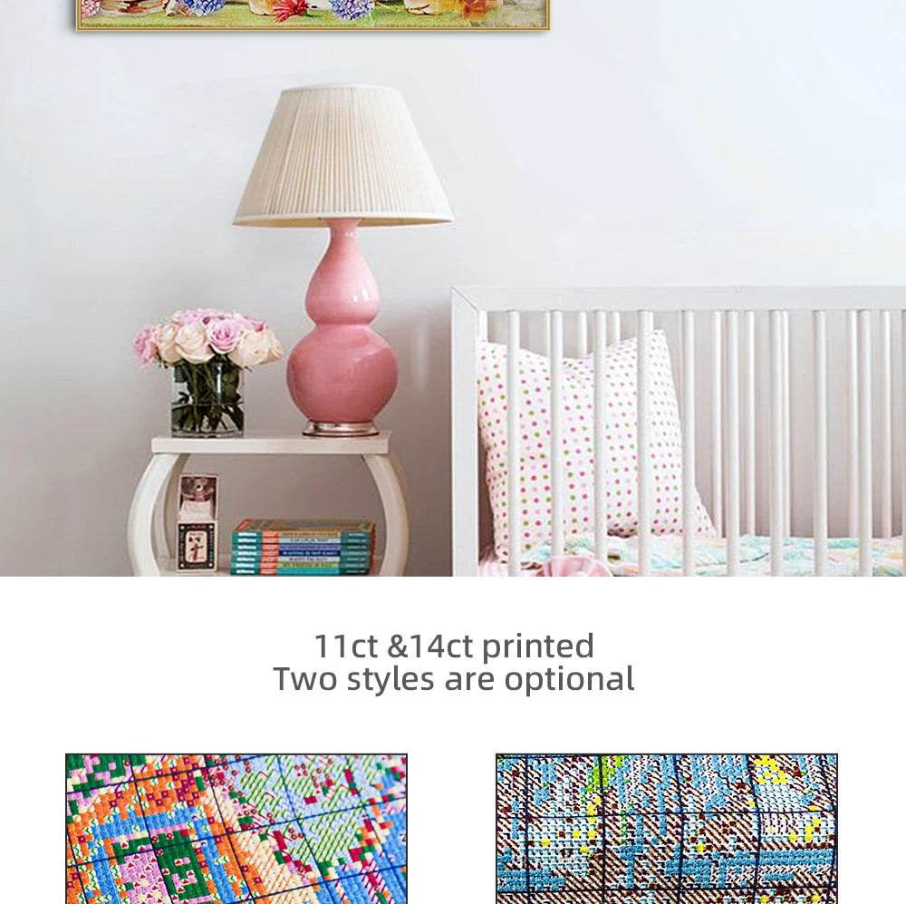 Charming Portrait of a Girl with Chrysanthemums - DIY Cross Stitch Embroidery Set for Adults - ToylandEU