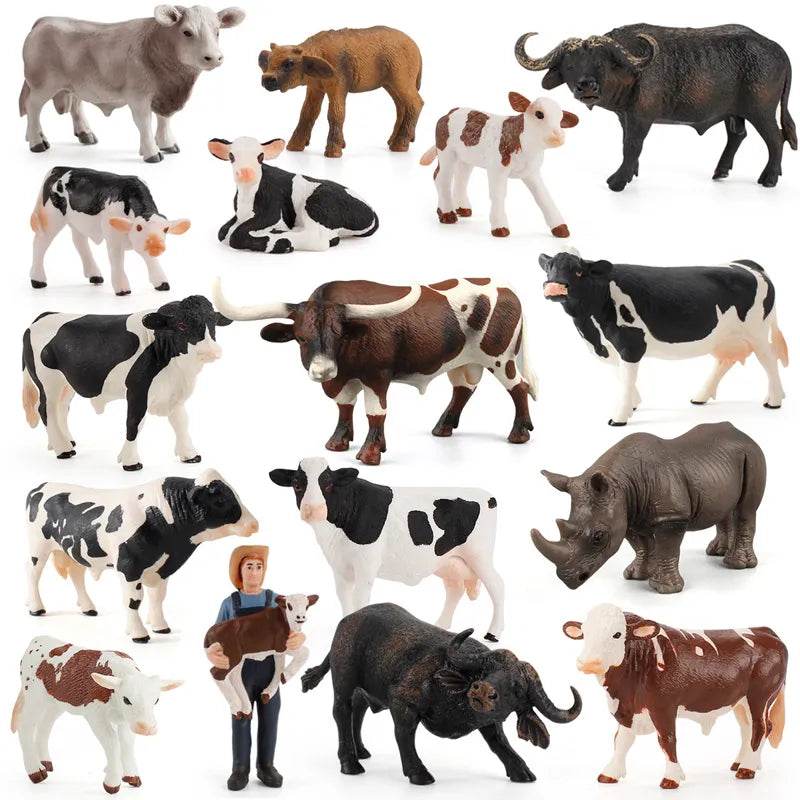 Charming Ranch Animal Figurines Set - Realistic Cattle & Poultry Models - ToylandEU