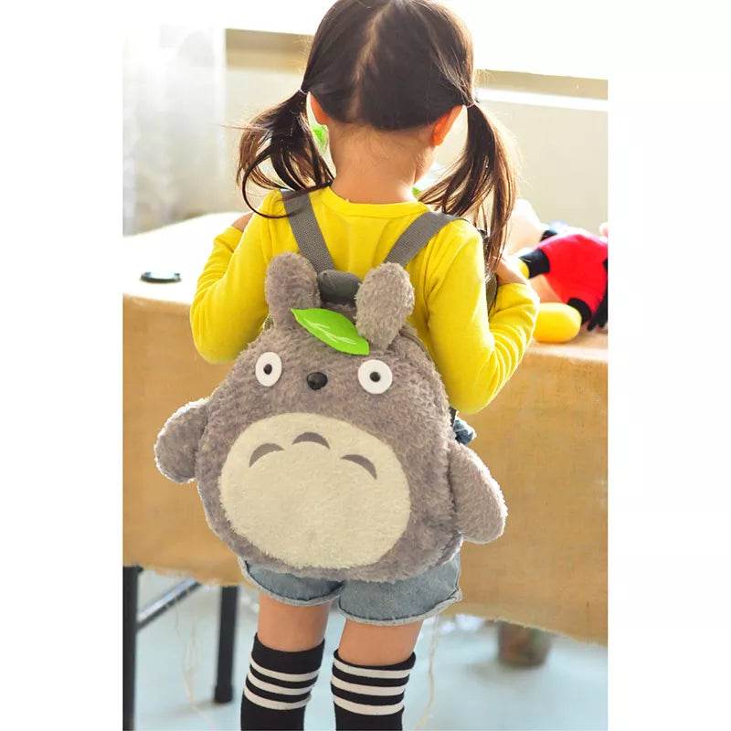 Charming Totoro Plush Backpack with Green Leaf Design for Kids - ToylandEU