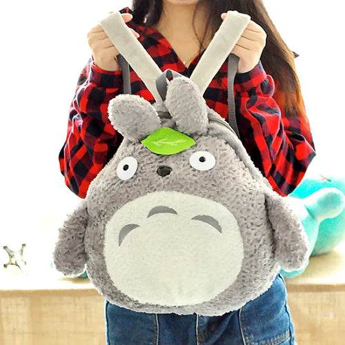 Charming Totoro Plush Backpack with Green Leaf Design for Kids - ToylandEU
