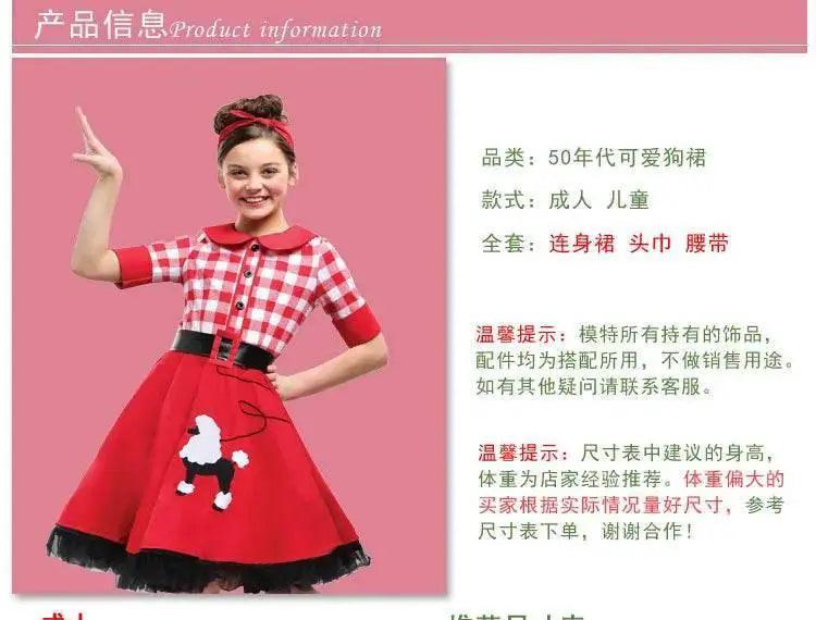  Charming Vintage Parent-Child Halloween Dress in Red Plaid & Blue Dots -  ToylandEU™