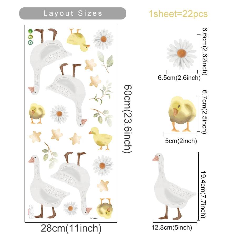 Charming Wall Stickers 3D Removable Ducks Stars Kids Room - ToylandEU