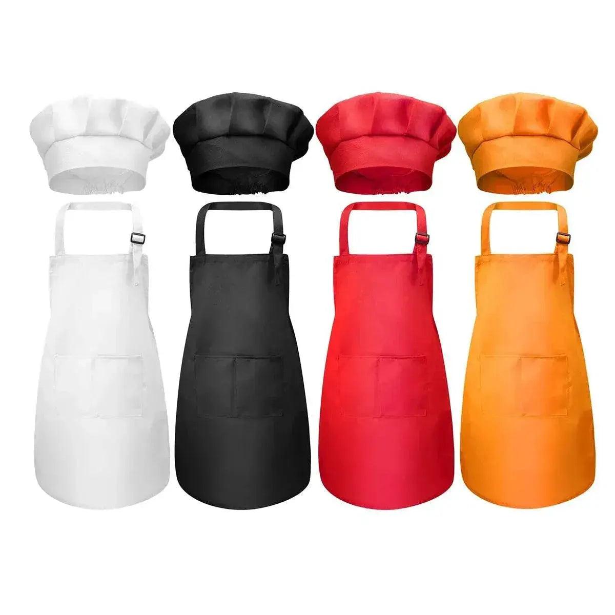  Children's Chef Apron with Front Pocket and Hat Set for Boys and Girls Kitchen Craft and Painting Activities -  ToylandEU™