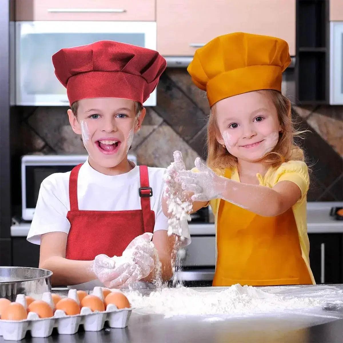  Children's Chef Apron with Front Pocket and Hat Set for Boys and Girls Kitchen Craft and Painting Activities -  ToylandEU™