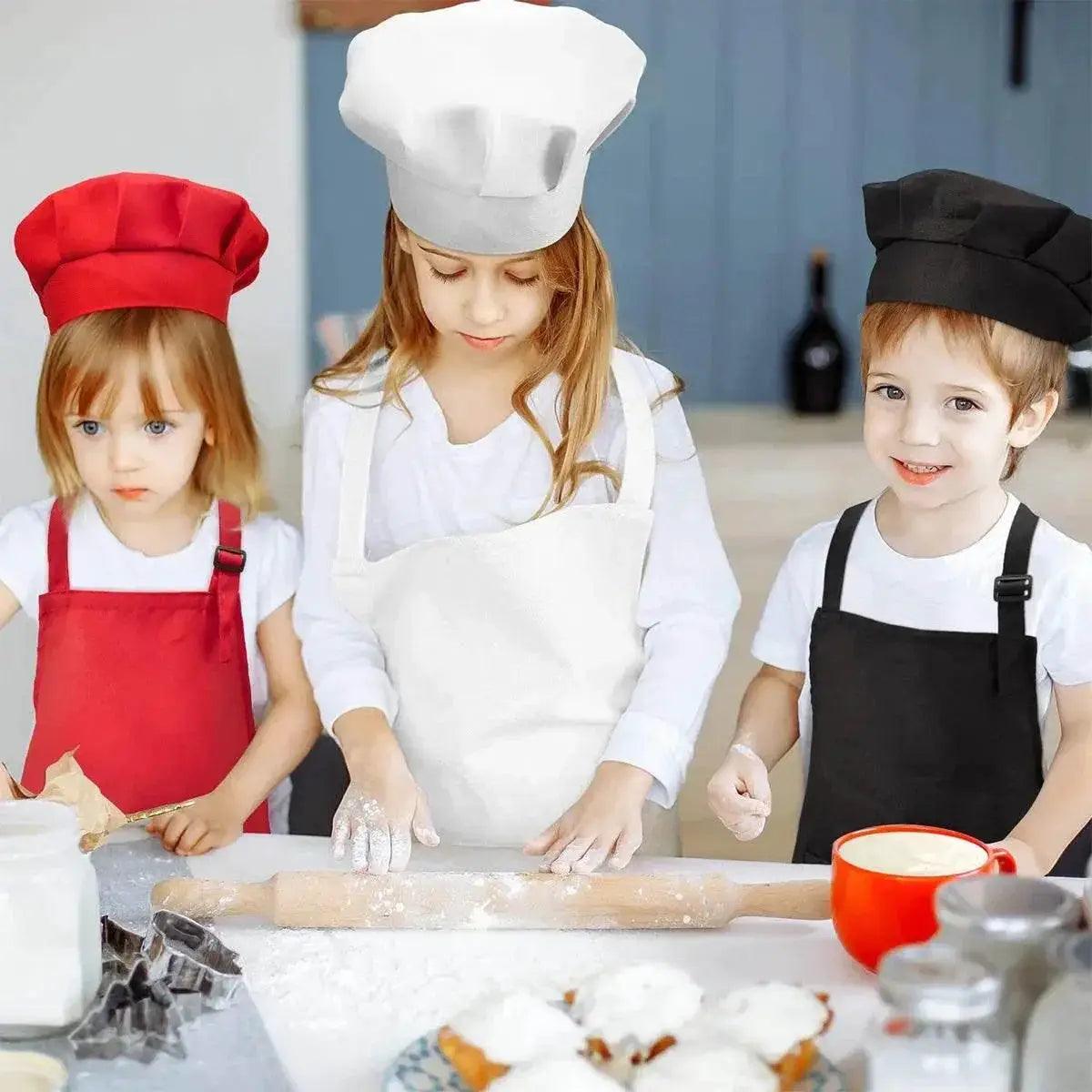  Children's Chef Apron with Front Pocket and Hat Set for Boys and Girls Kitchen Craft and Painting Activities -  ToylandEU™