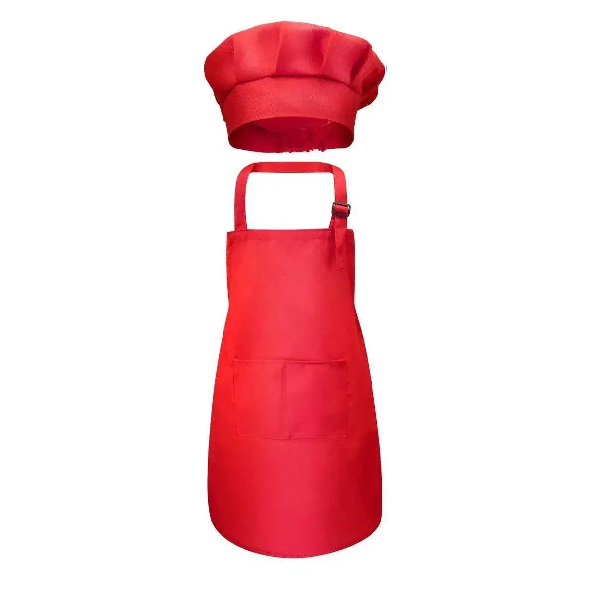  Children's Chef Apron with Front Pocket and Hat Set for Boys and Girls Kitchen Craft and Painting Activities -  ToylandEU™