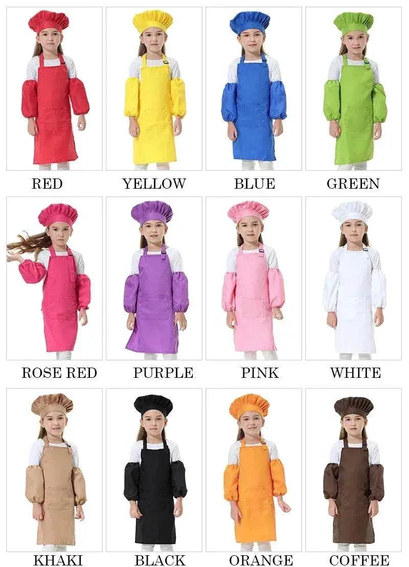  Children's Polyester Apron Set with Chef Hat Custom Print Logo for Painting and Baking -  ToylandEU™