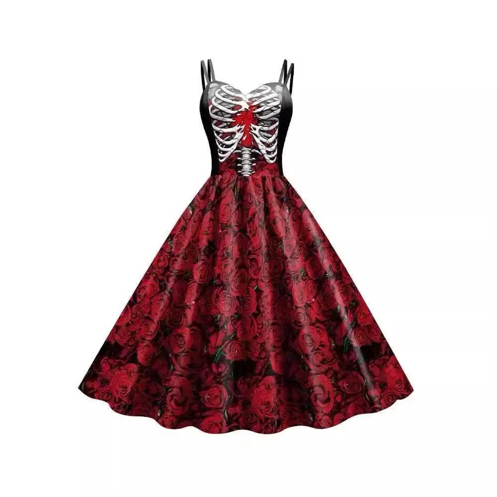  Chic Autumn Black Rose Skull Costume Dress Toyland EU -  ToylandEU™