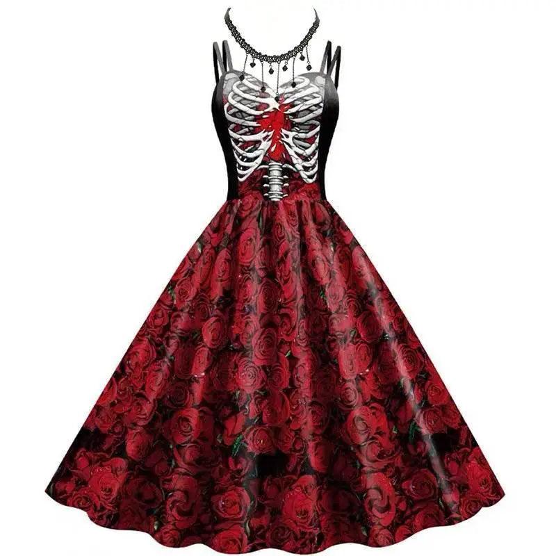 Chic Autumn Black Rose Skull Costume Dress Toyland EU -  ToylandEU™