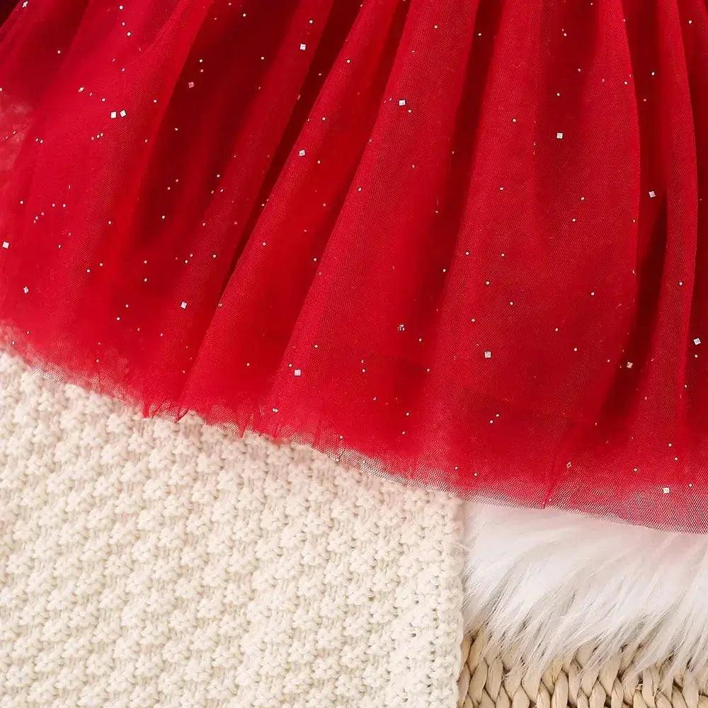  Chic Baby Girl Dress Red Mesh Collar Pearl Toyland EU -  ToylandEU™