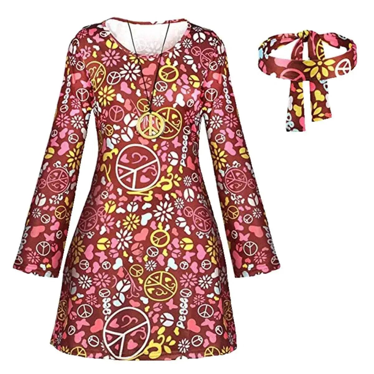  Chic Hippie Costume 1970s Dress Set Headband Toyland EU -  ToylandEU™
