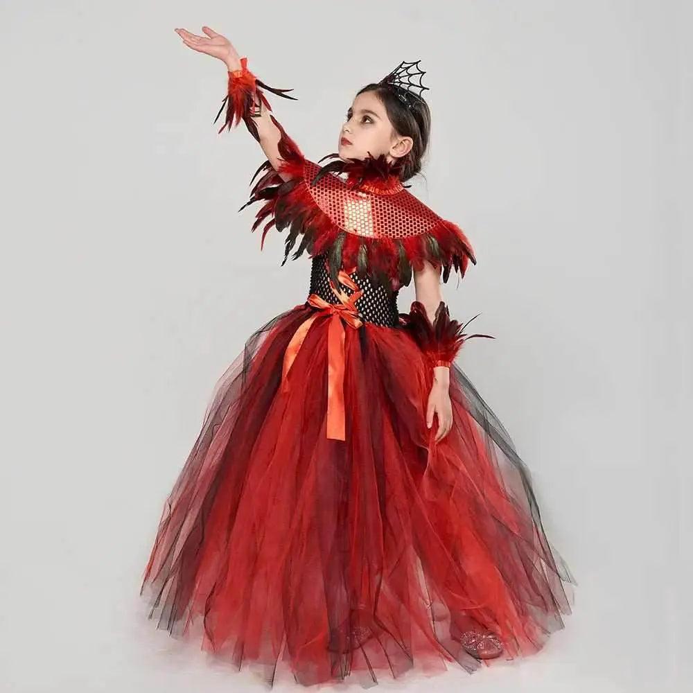  Chic Red Mesh Vampire Witch Costume for Girls - Perfect for Halloween & Carnivals -  ToylandEU™