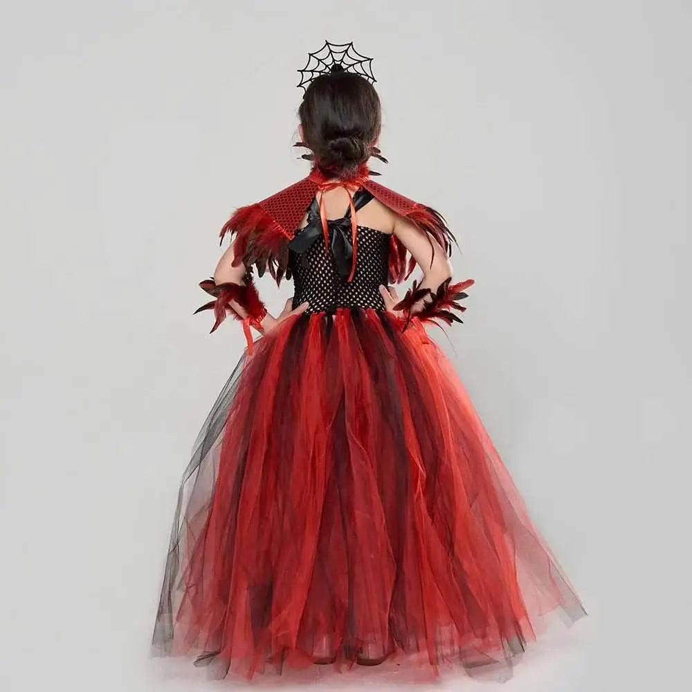  Chic Red Mesh Vampire Witch Costume for Girls - Perfect for Halloween & Carnivals -  ToylandEU™