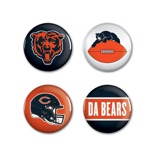 Chicago Bears Buttons Four Pack With Logos And Slogan - ToylandEU