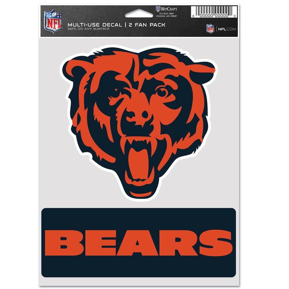 Chicago Bears Decal Multi Use Fan 2 Pack Safe On Surfaces - ToylandEU