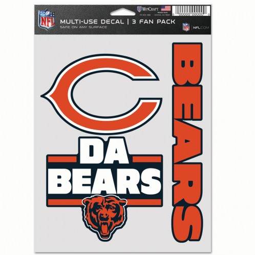 Chicago Bears Decal Set 3 Pack Indoor Outdoor Removable - ToylandEU