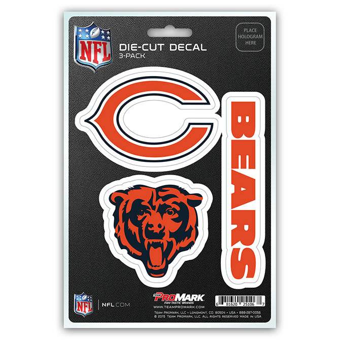Chicago Bears Die Cut Team Decals 3 Pack Premium Vinyl - ToylandEU
