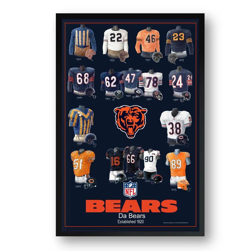 Chicago Bears Framed Print 10x13 Uniform Heritage Artwork - ToylandEU