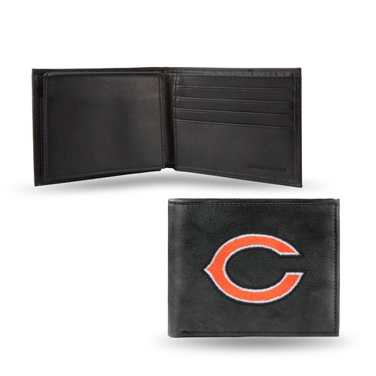 Chicago Bears Leather Wallet Billfold Embroidered Black - ToylandEU