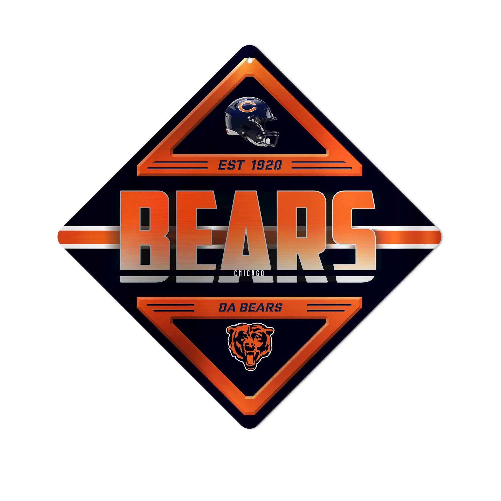 Chicago Bears Metal Diamond Shape Sign Wall Decor Rico - ToylandEU