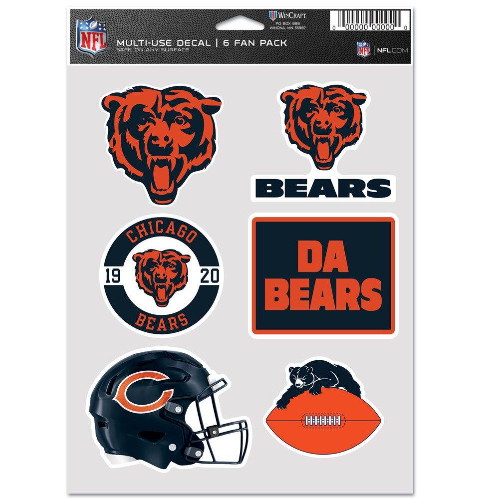 Chicago Bears Multi Use Fan Decal Pack Set Six Pack - ToylandEU