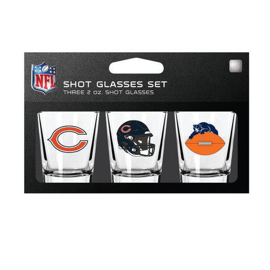 Chicago Bears Shot Glass Set 3 Pack Dishwasher Safe Boxed - ToylandEU