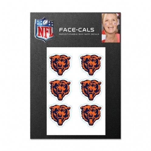 Chicago Bears Tattoo Face Decals Six Pack Waterless Peel - ToylandEU