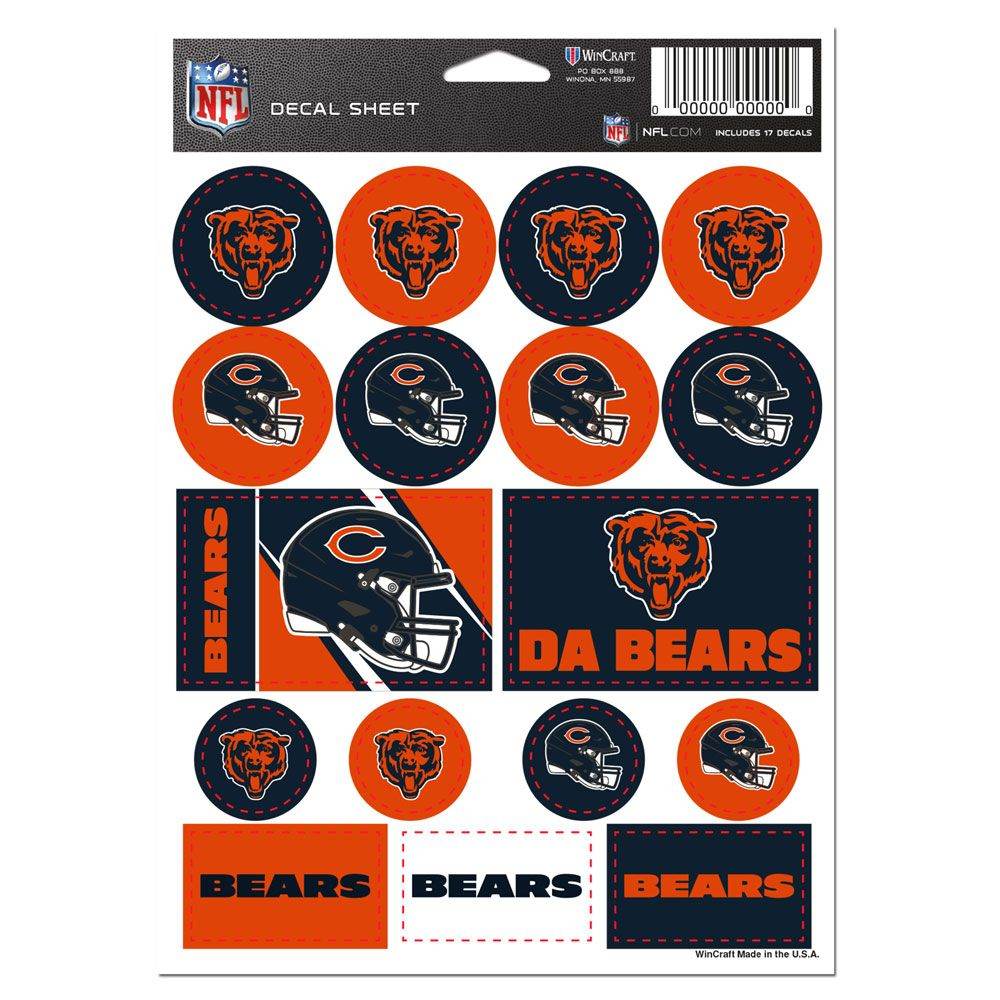 Chicago Bears Vinyl Decal Sheet 5x7 Sticker Pack Set - ToylandEU