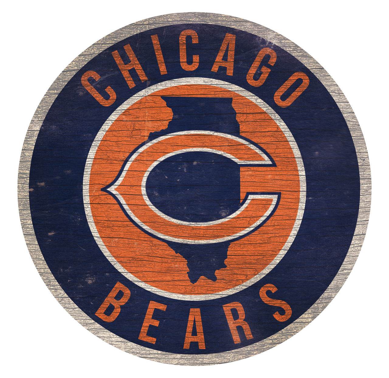 Chicago Bears Wood Sign 12 Inch Round State Design - ToylandEU