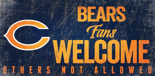 Chicago Bears Wood Sign Fans Welcome 12 By 6 Hanging Rope - ToylandEU
