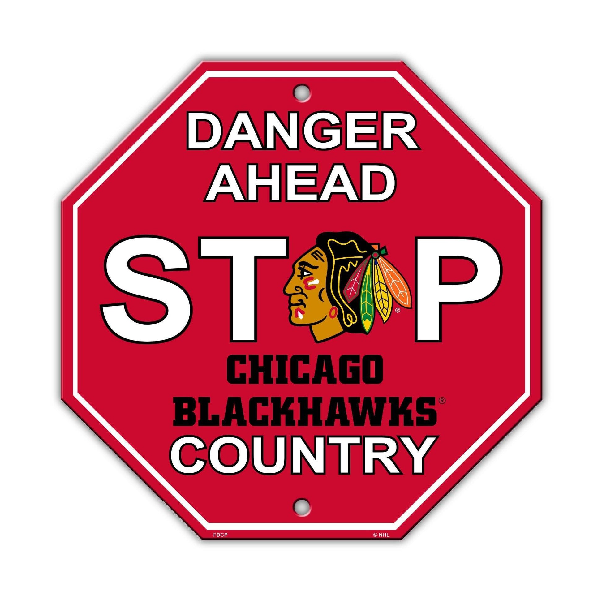Chicago Blackhawks 12x12 Plastic Stop Sign for Man Cave - ToylandEU
