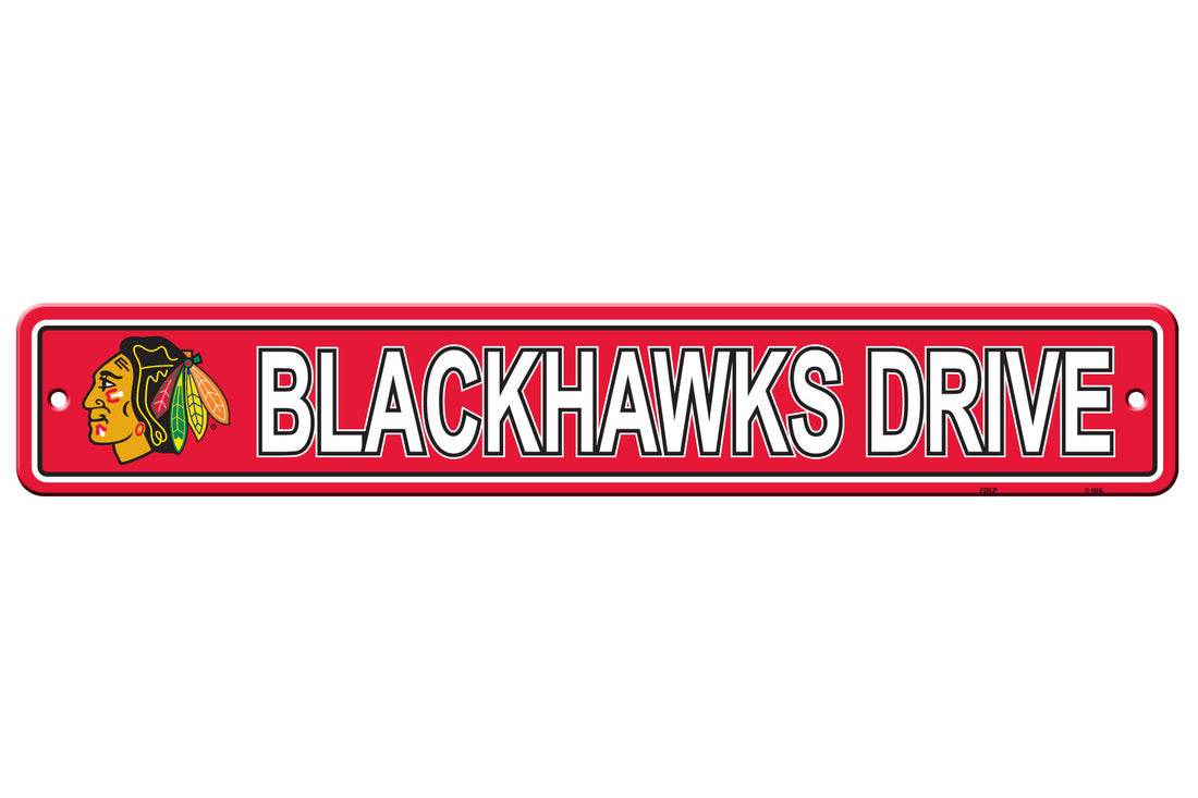 Chicago Blackhawks 4x24 Plastic Street Sign CO Decor - ToylandEU